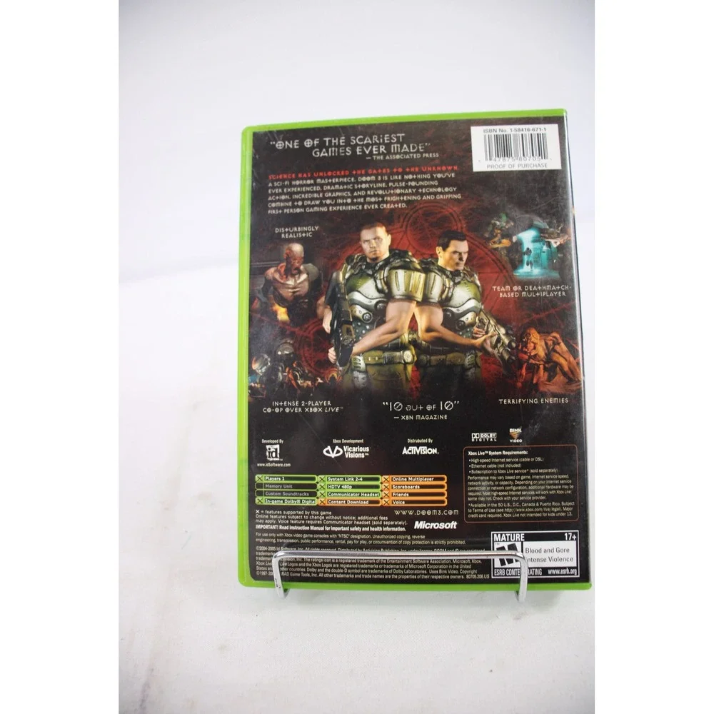 Doom 3 Original Xbox Microsoft Game Disc Manual Case Complete M Rated